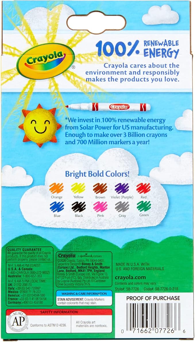 CRAYOLA MARKERS FINE LINE 10 COUNT