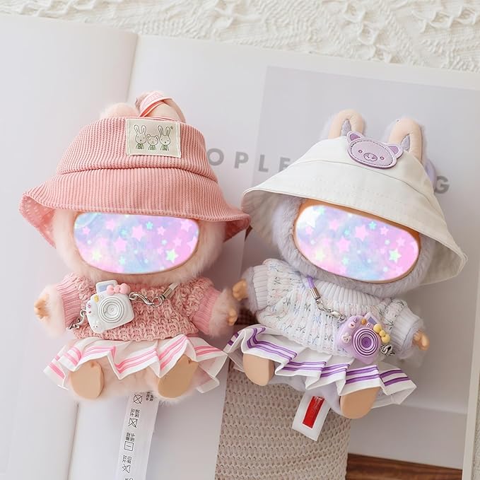 17cm Doll Clothes Set, 5 Pieces Dress Outfit Set for 6.7inch Doll Suit, Fashion Chic Hat & Clothes Accessories for 1st/2nd/3rd Gen Dolls Play & Display Purple