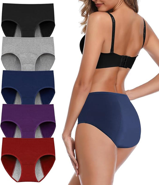 JojoQueen Period Underwear for Women Menstrual Panties Cotton Postpartum Easy Clean Teens Brief