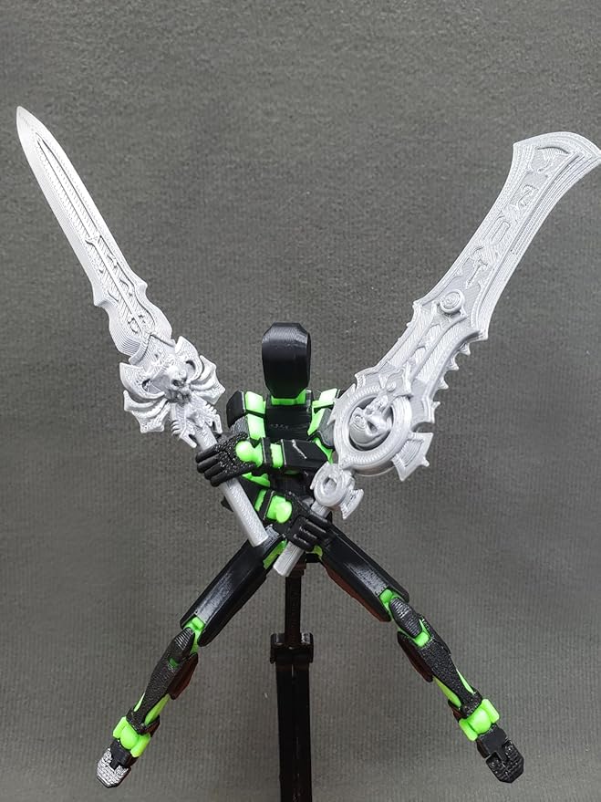(Assembly Completed) T13 Action Figure, 5.5 Inch 3D Printed Multi-Jointed Movable Dummy 13 Toy,Dummy 13 Robot Action Figure with Lots of Weapons, Black Green