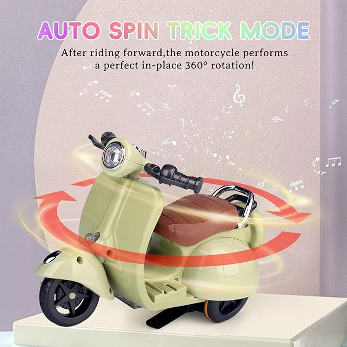 Accessories for 17cm Doll - Scooter Toy with LED Lights & Music, Cute Motorcycle Toy for Dolls, Decor Desktop Ornaments for Doll Collectors