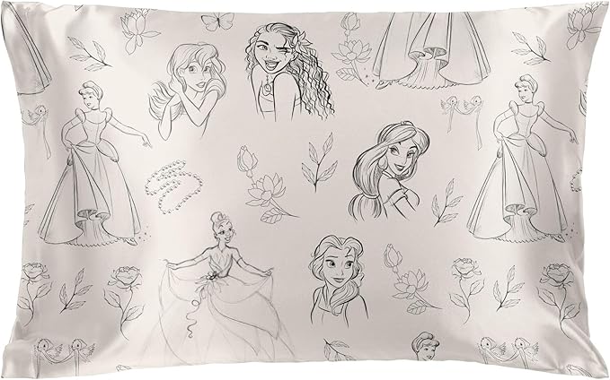 Jay Franco Satin Pillowcase - Standard Size 20x30 Inch Silky Soft Premium Pillow Cover, Beige - Disney Princess