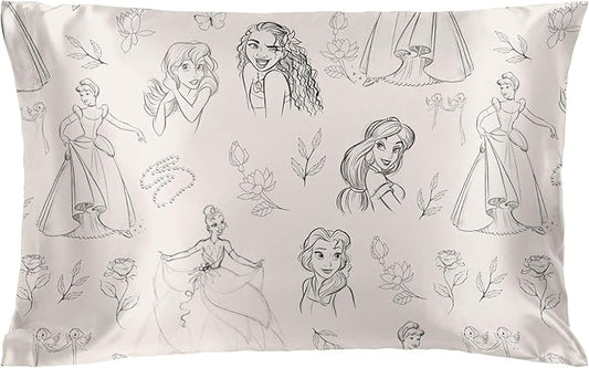 Jay Franco Satin Pillowcase - Standard Size 20x30 Inch Silky Soft Premium Pillow Cover, Beige - Disney Princess