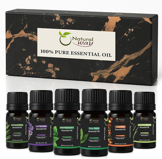 6 Pack of Essential Oils Gift Set for Aromatherapy | Blends Diffuser Essential Oils | Unique Scents Kit with Orange, Lavender, Lemongrass, Eucalyptus, Peppermint, & Tea Tree | Origin India10ml Each