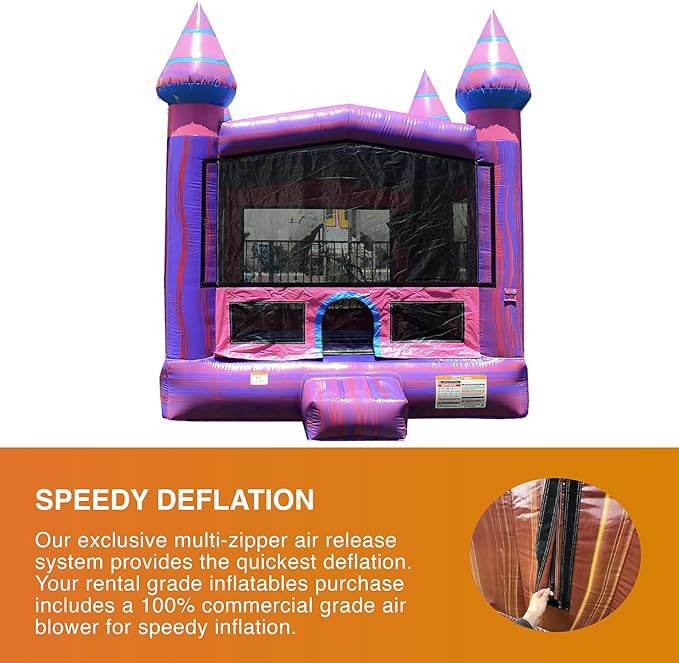 JumpOrange Purplish Commercial Grade Bounce House for Kids and Adults (with Blower), Basketball Hoop, Outdoor Indoor, Birthday Party Rental, Big Inflatable, 13x13