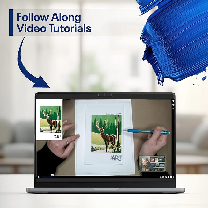 Painting4Real DIY Painting Class Kit for Adults with Video Tutorials: Learn to Paint Deer – How to Paint with Acrylics – Painting & Art Supplies – 9 Piece Acrylic Paint Set