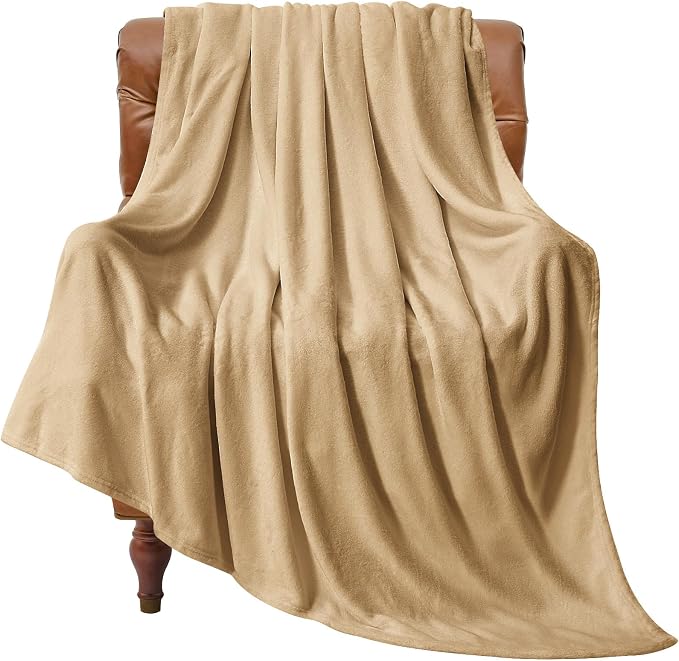 BEDELITE Fleece Blanket Soft Plush Throw for Couch Light Camel 50"x60" | Ultra Soft Fleece, Plush Microfiber, Lightweight Warmth, All Season Comfort, Fade Resistant, Machine Washable, Couch Sofa Bed