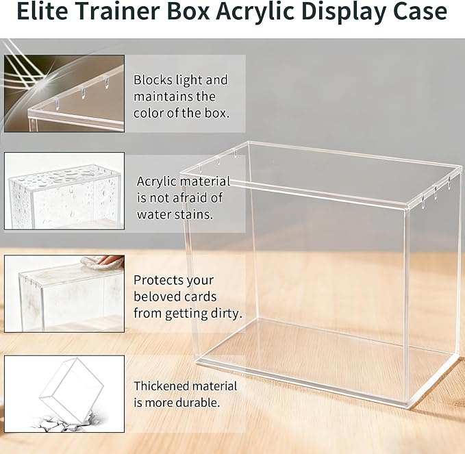 ETB Protector Case -Acrylic Elite Trainer Box Protector -Booster Box Acrylic Case -Compatible with Elite Trainer Boxes, Magnetic Closure Protective Display Case Easy Top Loading