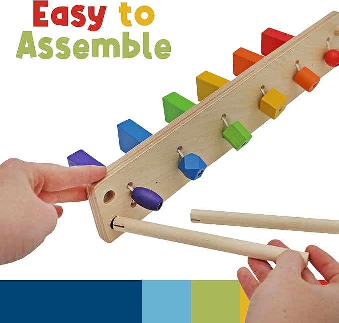 Wooden Falling Domino Wall/Stand; Colorful Toppling Domino Blocks for Kids