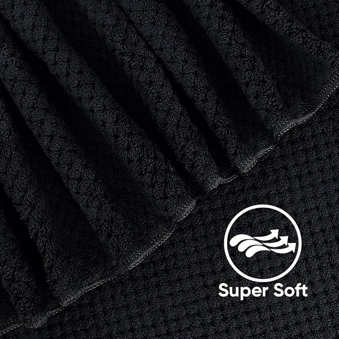 HOMEXCEL Bath Towels Pack of 2, (27 x 54 Inches) Microfiber Ultra Soft Highly Absorbent Bath Towel Set, Lightweight and Quick Drying Towels for Body, Sport, Yoga, SPA, Fitness, Black