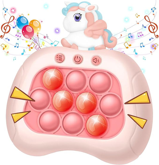 Pop Fidget Game Toys, Rainbow Unicorn Light Up Fidget Toys Electric Pop Bubble Game Controller Handheld Puzzle Sensory Toys Christmas Birthday Gifts for Kids Girls 2025