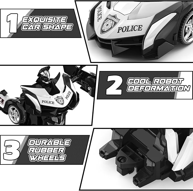 BLUEJAY Transform Rc Cars for Boys 4-7 8-12, 2.4Ghz Remote Control Car 1:18 Scale Transforming Robot, One-Button Deformation 360° Rotation Car Toy Gifts for Boys 3-5