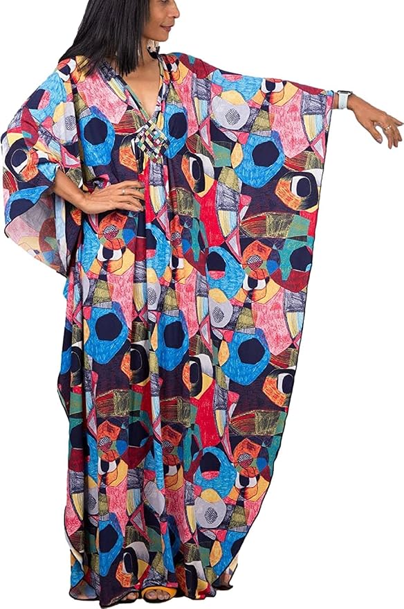 Venasha Womens Caftan Floral Print Kaftan Dress Short Sleeve Swimsuit Cover up Loungewear for Summer