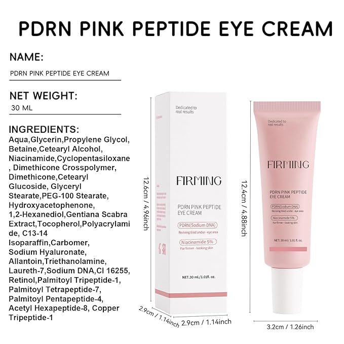 Mtmult Eye Cream Anti Aging Salmon DNA PDRN Pink Peptide Skin Care with 5% Niacinamide, Retinol, Peptides, Sodium Hyaluronate | Eye Treatment for Fine Lines, Dark Circles | 1.01fl.oz