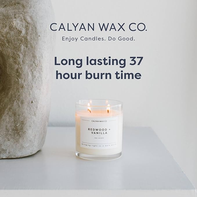 Calyan Wax Co. Oakmoss & Amber 2 Wick Scented Candle - 37 Hour Burn - Luxury Clean Soy Wax Candles - Long Lasting Large Glass Jar Candle for Home - 8.8oz