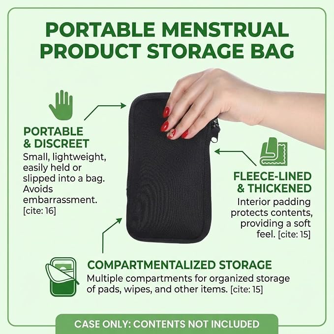 Tampon Holder for Purse Tampon Bag Portable Tampons Bag Organizer Case Tampons Storage Bags with Zipper Travel Feminine Product Organizer for Women Black