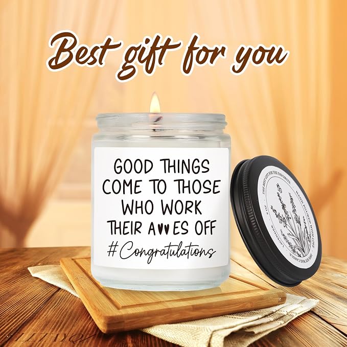 Funny Congratulations Candle Gifts for Women Men, Congrats New Job Promotion Candles Gift for Her Him Friend Coworker Work Bestie, Inspirational Work Hard Candles Gifts, New Business Owner Gift52