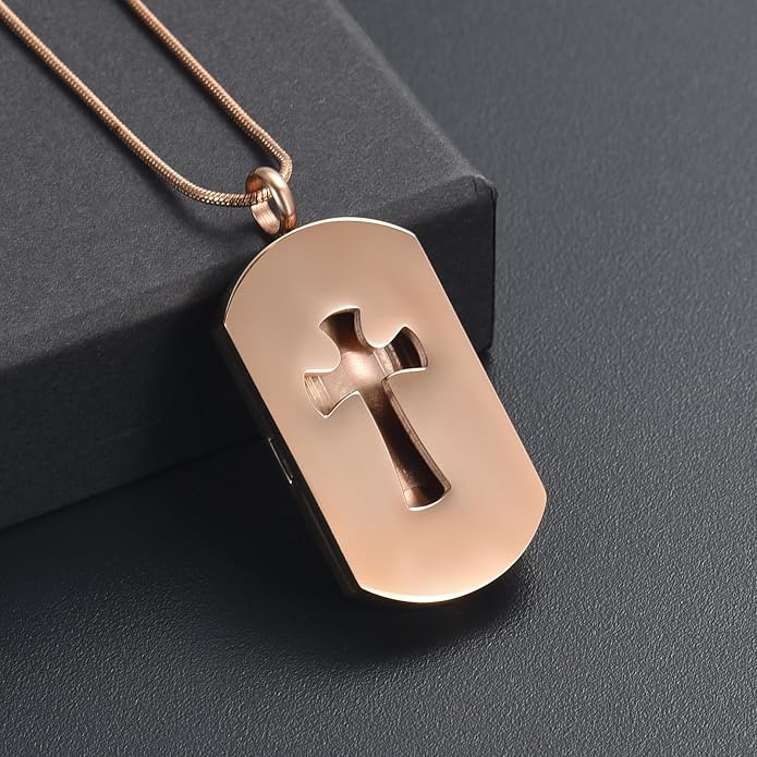 Cross Essential Oil Diffuser Necklace Aromatherapy Pendant Locket Jewelry Stainless Steel Perfume Necklace| 22 Adjustable Chain| 12 Refill Pads| Gift Box
