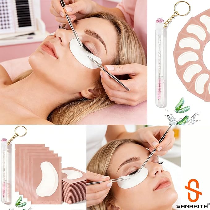100 Pairs Professional Under Eye Pads Gel Lash Extensions, Premium Hydrogel Patch Gel Pad Beauty Makeup Tool for Under Eyes Eyelash Extension (Light Pink)