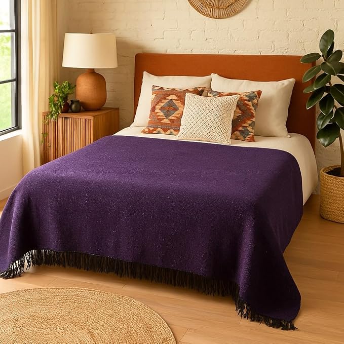 Open Road Goods Solid Color Mexican Yoga Blanket – Large Handwoven Throw for Yoga, Beach, Camping or Home – Soft and Durable Cotton Blend