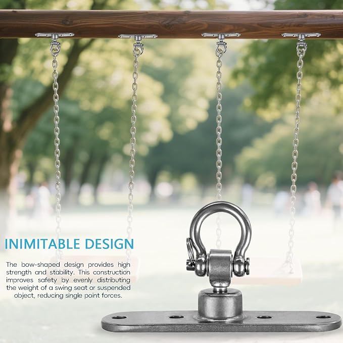 2 of Heavy Duty Stainless Swing Hanger with Smooth Swing Bearings 180°+360°, 1500 lb Capacity for Indoor Outdoor Playground Yoga Hammock Chair Sandbag Porch Swing Bag