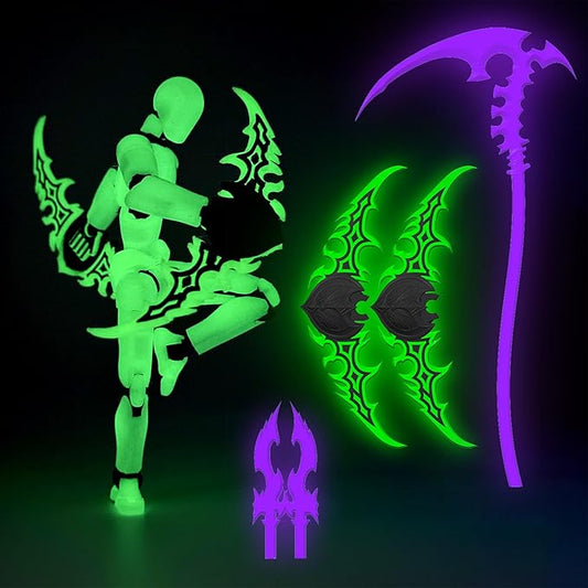 Glowing Titan 13 Action Figure Set Already Assembled, T13 Action Figures with Weapons Accessories 3D Printed T 13 Lucky Robo Dummy Nova 13 Action Figures, Figura de acción t13 (Green)