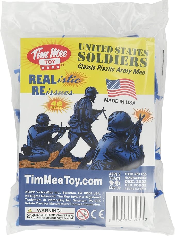 TimMee Plastic Army Men - Blue 48pc Toy Soldier Figures - Made in USA