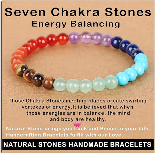 AD Beads Handmade Gemstone Stretch Elastic Bracelet Crystal Healing Reiki Nature's Beauty and Spiritual Essence Unisex