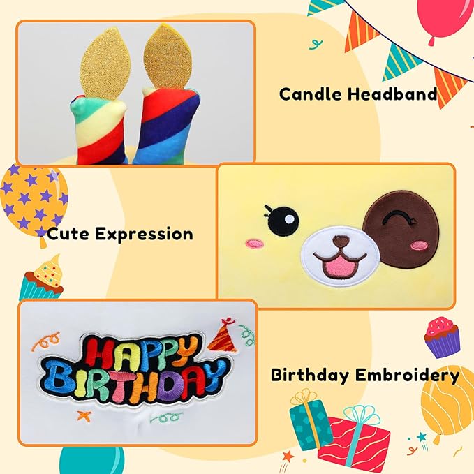20-Inch Birthday Dog Plush Pillow Jumbo Happy Birthday Throw Pillow Cute Puppy Plush Toy Giant Soft Hugging Stuffed Animal Gifts for Kids Adults,Yellow