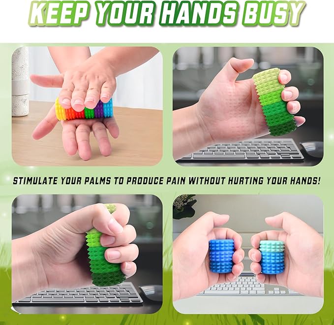 Detachable Magnetic Little Ouchies Pain Fidget Toys,Spiky Pain Stim Fidget Sensory Toys for Adults Stress Anxiety Relief,Small Quiet 3D Fidgets Grippie Toy Office Workers Gifts (1 PCS Green)