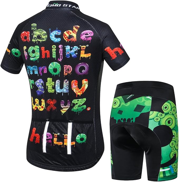 Hotlion Kids Cycling Jersey Set Short Sleeve Boys Mountain Bike Shirt Girls Cartoon Bicycle Tops Childs for Riding Biking