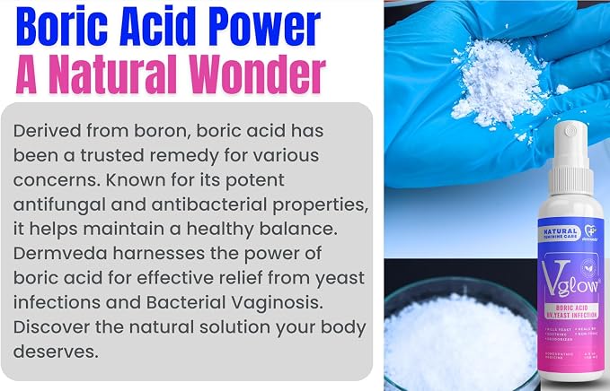 Boric Acid BV Relief for Women - Natural Yeast Infection, Odor, Itch Relief Solution - Treats Yeast Infection Symptoms with Effective Boric Acid Formula.