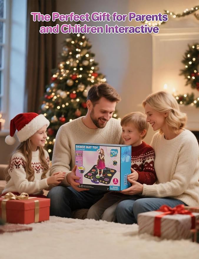 Dance Mat Toys for 3-12 Year Old Kids,Bluetooth Dance Pad with Light-Up 8 Keys,Interactive Dance Game with 4 Modes,Non-Slip & Built-in Music,Christmas Birthday Gift for Girls,Boys,Blue