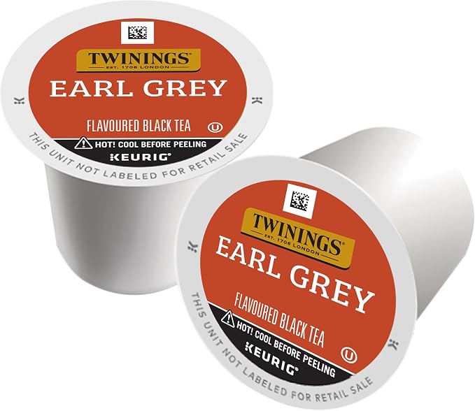 Twinings Earl Grey Black Tea K-Cup Pods for Keurig, 24 Count (Pack of 2), Flavoured with Citrus and Bergamot, Caffeinated, Enjoy Hot or Iced