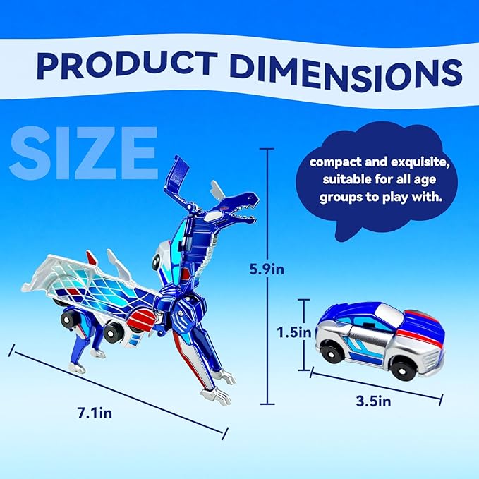 Collision Transforming Dinosaur Car Toy – 2 Magnetic Cars Crash & Transform into Dinosaur Robot Toys – Fun Gift for Boys & Girls, Birthday & Christmas