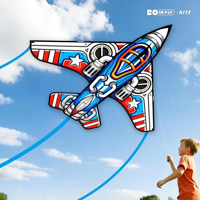 Fighter Kite Set, Suitable for Children Aged 8 to 12, Adults, Easy-to-Fly and Easy-to-Assemble Kite Suitable for Beginners