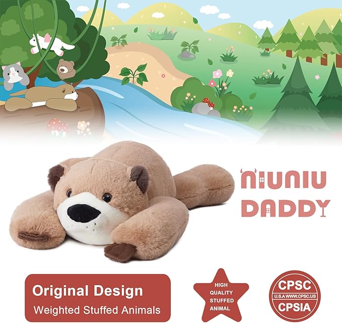 Niuniu Daddy 20" | 3.3 Pound Otter Weighted Stuffed Animals for Kids Adults, Soft Otter Plush Animal Calming Toys for Sleeping, Cute Body Pillow for Presents Birthday Christmas Holiday Easter Gifts