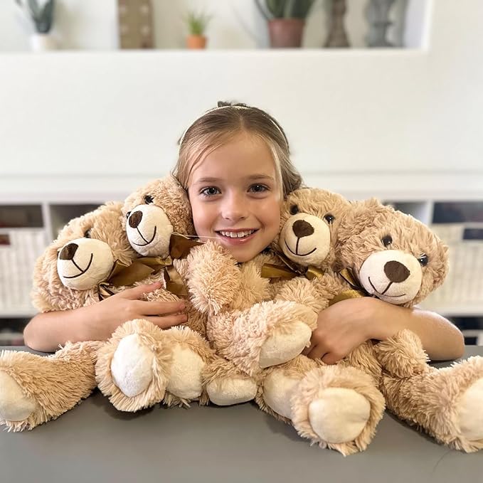 MorisMos Teddy Bear Stuffed Animal 8 Packs 14 in Teddy Bears in Bulk Small Teddy Bear for Centerpiece Baby Shower, Light Brown