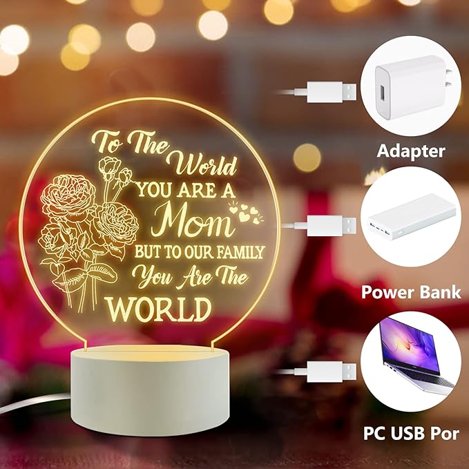 Mother's Gift - Best Mom Birthday Gifts from Daughter & Son, Night Light Room Decoration