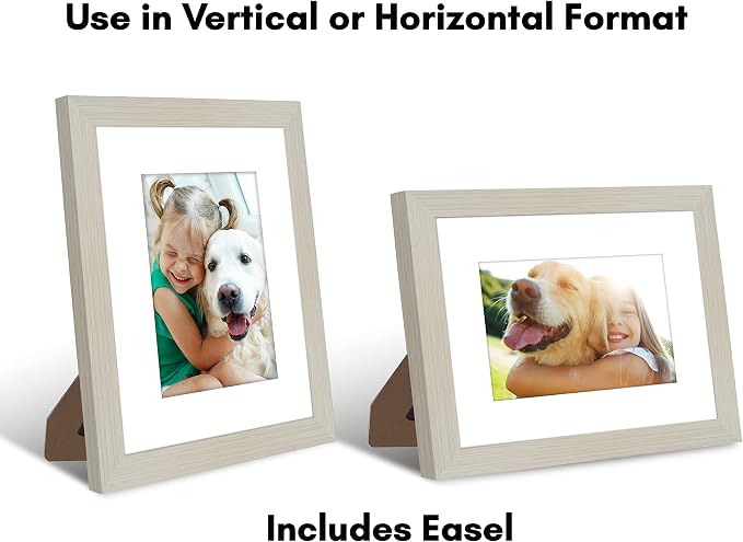 Americanflat 8x10 Picture Frame with Shatter-Resistant Glass - Use as 5x7 Frame with Mat or Display 8x10 Photo Without Mat - Signature Collection - Picture Frames for Tabletop and Wall - Light Wood | Shatter-resistant glass, wall or tabletop display wi...