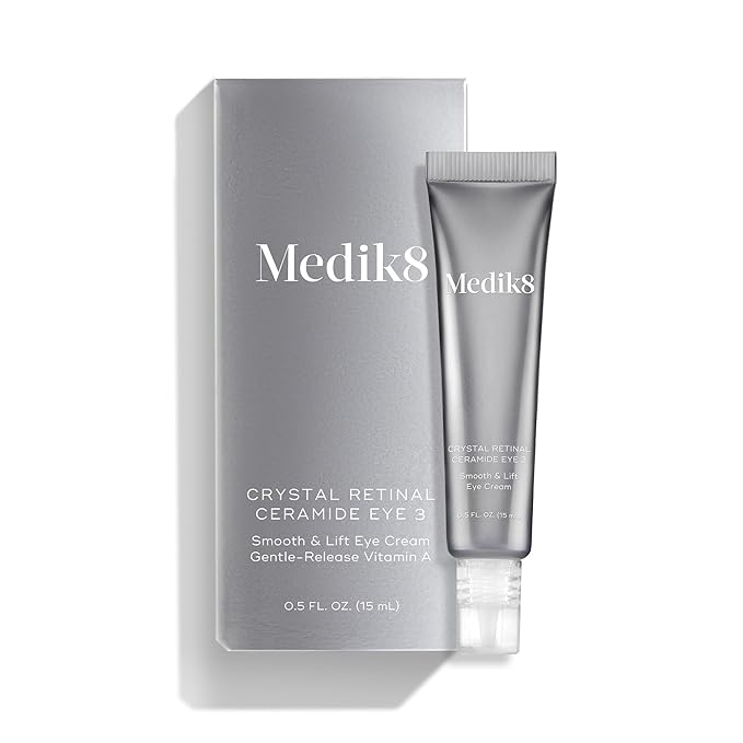 Medik8 Crystal Retinal Ceramide Eye 3 - Lifting Eye Cream with Vitamin A - Smoothing Under Eye Cream for Wrinkles and Sensitive Skin - 0.5 oz