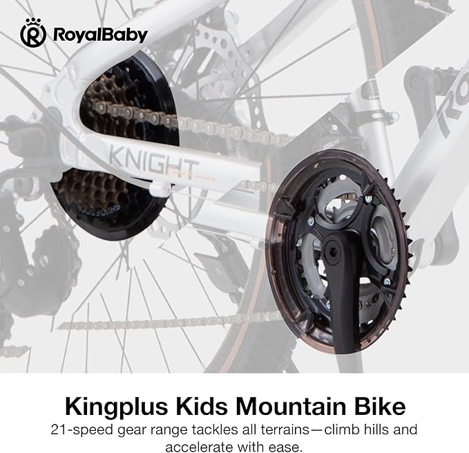 RoyalBaby Kids Mountain Bike for Boys and Girls, Ultra-Light Aluminum 20-26 Inch Wheel Bicycle for 6-14 Years Old Children, 7/21-Speeds Drivetrain
