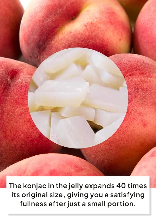 Korean Food Konjac Jelly, Peach Flavor, Zero Sugar, Fish Collagen, 10 Pack | Chewy konjac jelly with peach flavor in convenient single-serve pouches