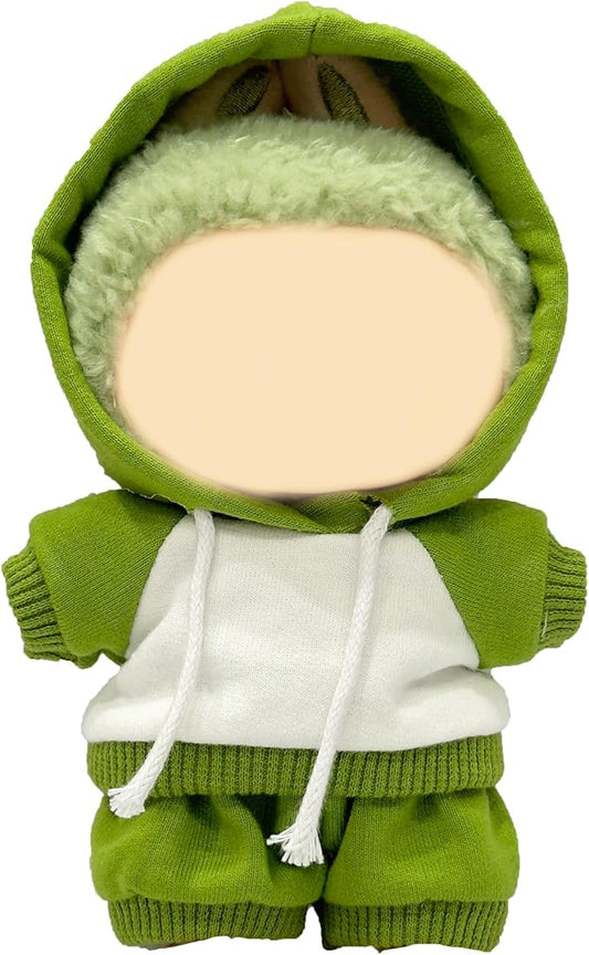 17cm Dolls Clothes,Casual Stylish Hoodies & Pants Doll Outfit Set, Stylish Doll Clothing Accessories for 17cm/15cm-Green(No Doll)