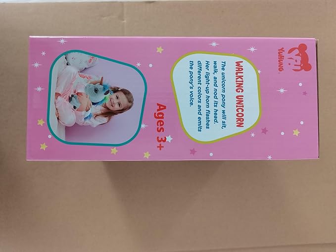 Interactive Unicorn Pet Toy with Leash Remote — Walks, Sits & “Eats”; Light-Up Horn, Touch & Sound Mode, Comb & Carrot, 3×AAA (Not Included), YH YUHUNG Unicorn Gift Toy for Girls Age 4-6