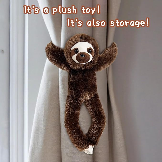 2 Pcs 50CM realistic hanging plush animal-filled Sloth Toys with Hands and Feet and Parent-Child Knot, Sloth Soft Long Plush Jungle Party Decoration Curtain Storage Toys Stuffed Animals for Kids 4-8