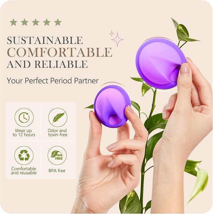 YTYOMUR Reusable Menstrual Disc - Soft Period Disc for Beginner or Menstrual Light Flow, Leak Proof Menstrual Cup Alternative - Pack of 2 (Small Size)
