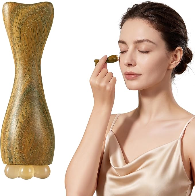CHOSIN Gua Sha Facial Tools & Eye Roller for Puffy Eyes, 2 in 1 Natural Face Massager Lymphatic Drainage Tool