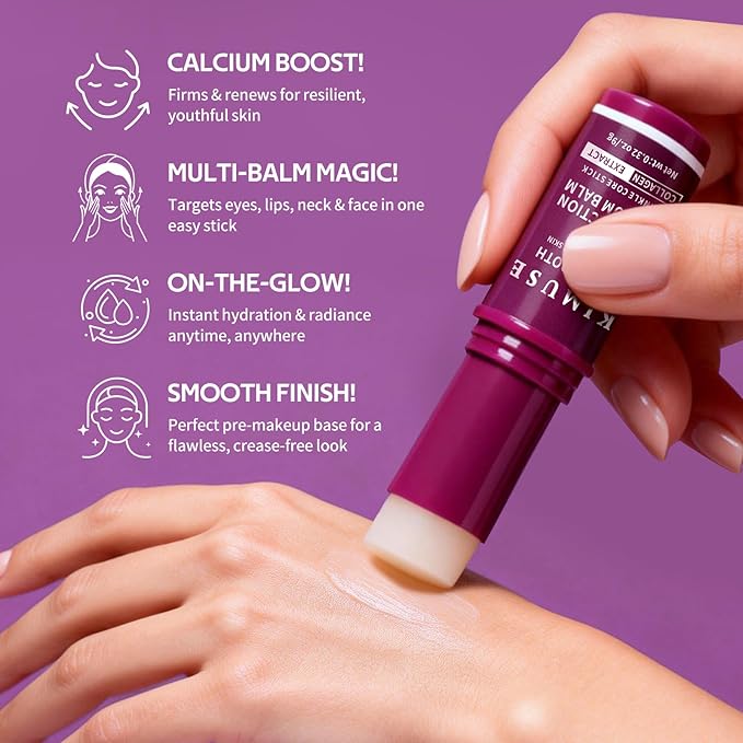 KIMUSE 2 Pack Multi-Action Calcium Balm Stick, All In One Wrinkle Bounce Multi Balm Stick Korean Skin Care, Non-Greasy, Fast-Absorbing Formula For Face & Eye