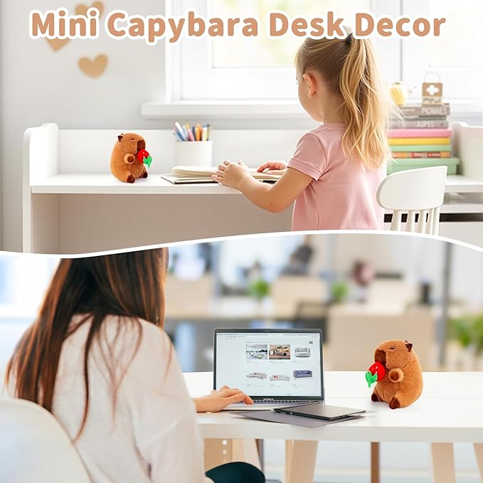 Cute Capybara Plush Toy with Pull-Rope Mini Capybara Keychain Stuff Animal Toys for Car, Desk, Back to School Capybara Gifts, Backpack Charm, Birthday Party Favor Fidget Toys for Kids Aduts (Style C)